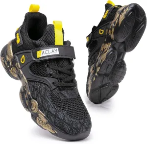 Boys Girls Sneaker for Little/Big Kid Running Shoes Lightweight Breathable Anti-Slip Sports Shoes Gold 12 Little Kid