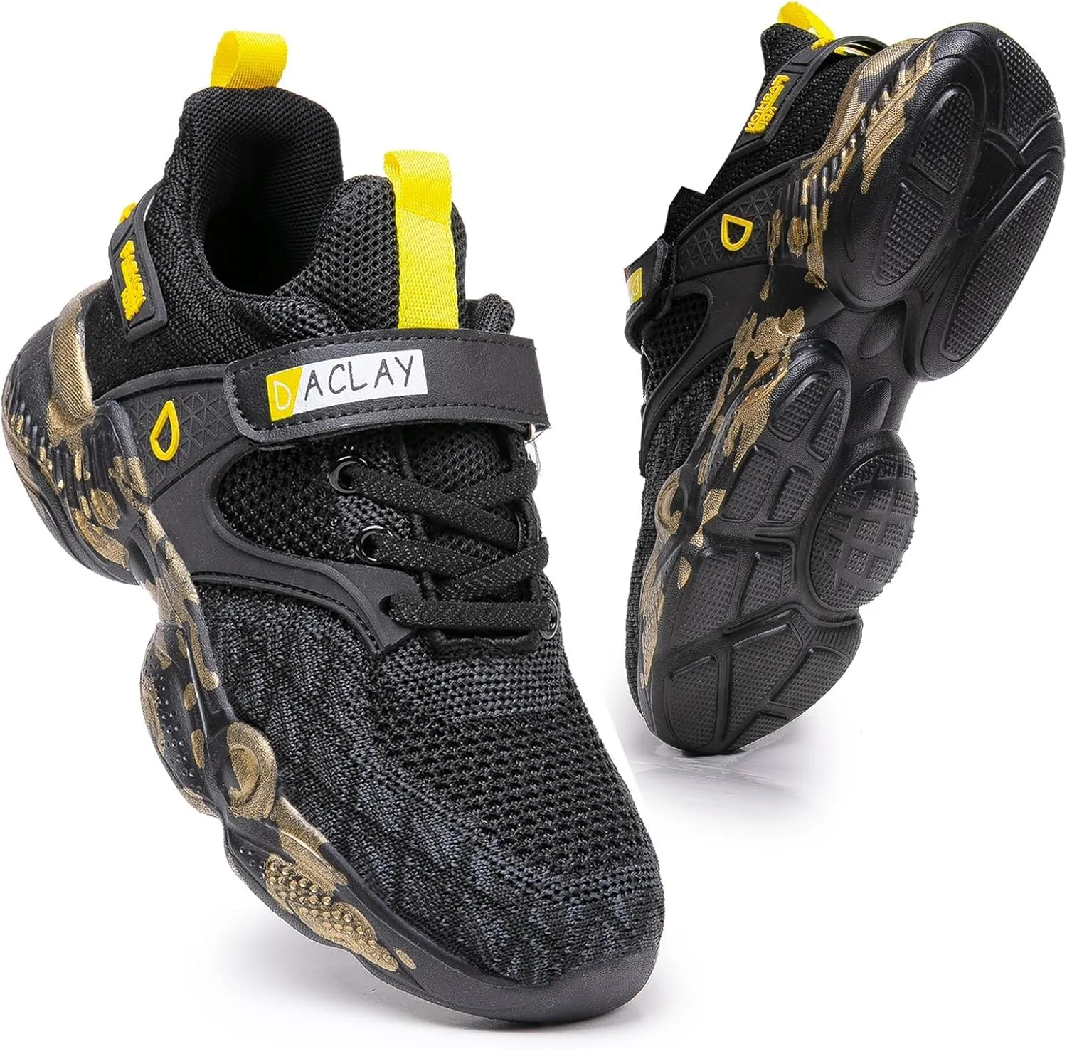 Boys Girls Sneaker for Little/Big Kid Running Shoes Lightweight Breathable Anti-Slip Sports Shoes Gold 12 Little Kid