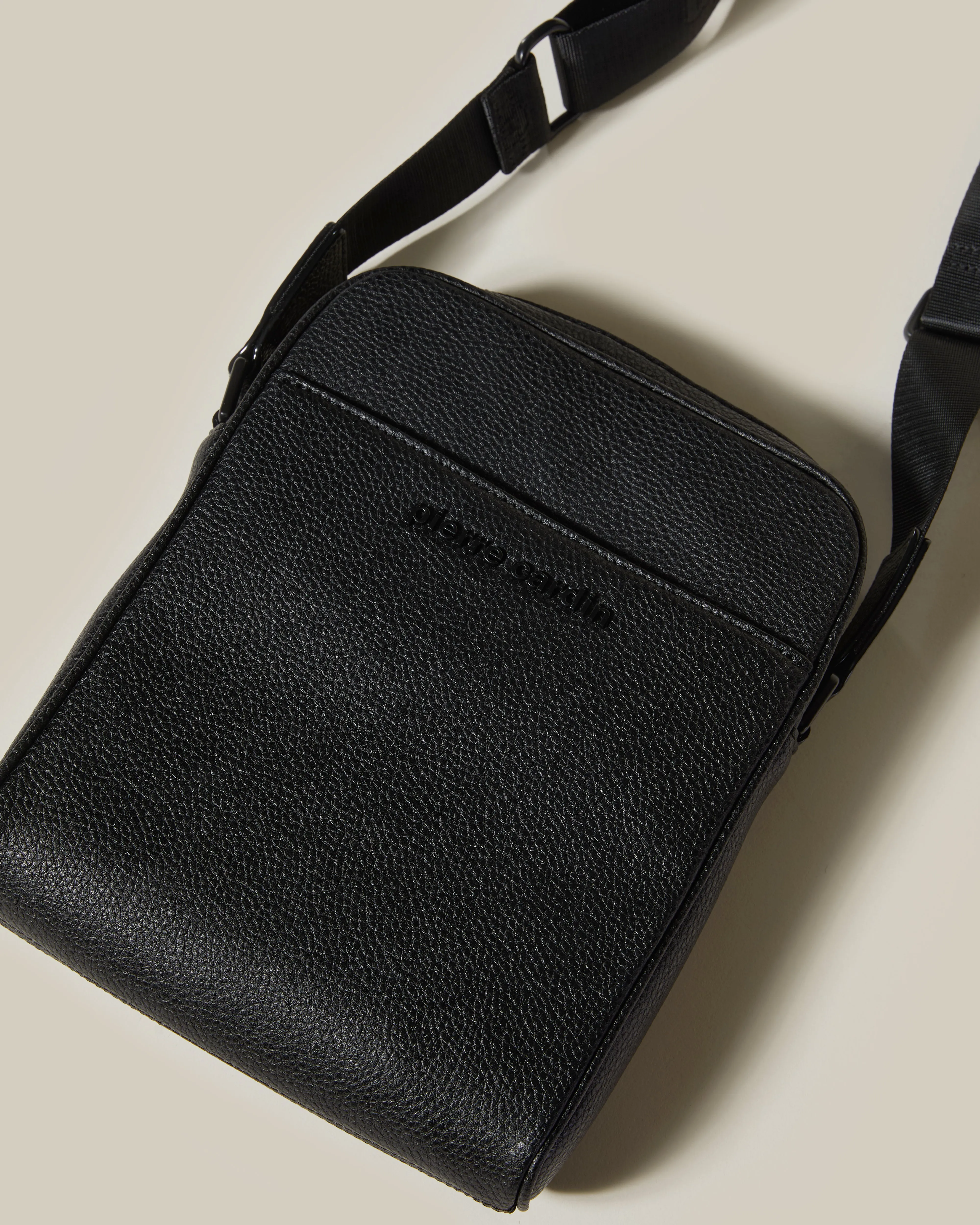 Brand Embellished Leather Crossbody Bag