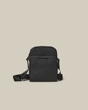 Brand Embellished Leather Crossbody Bag