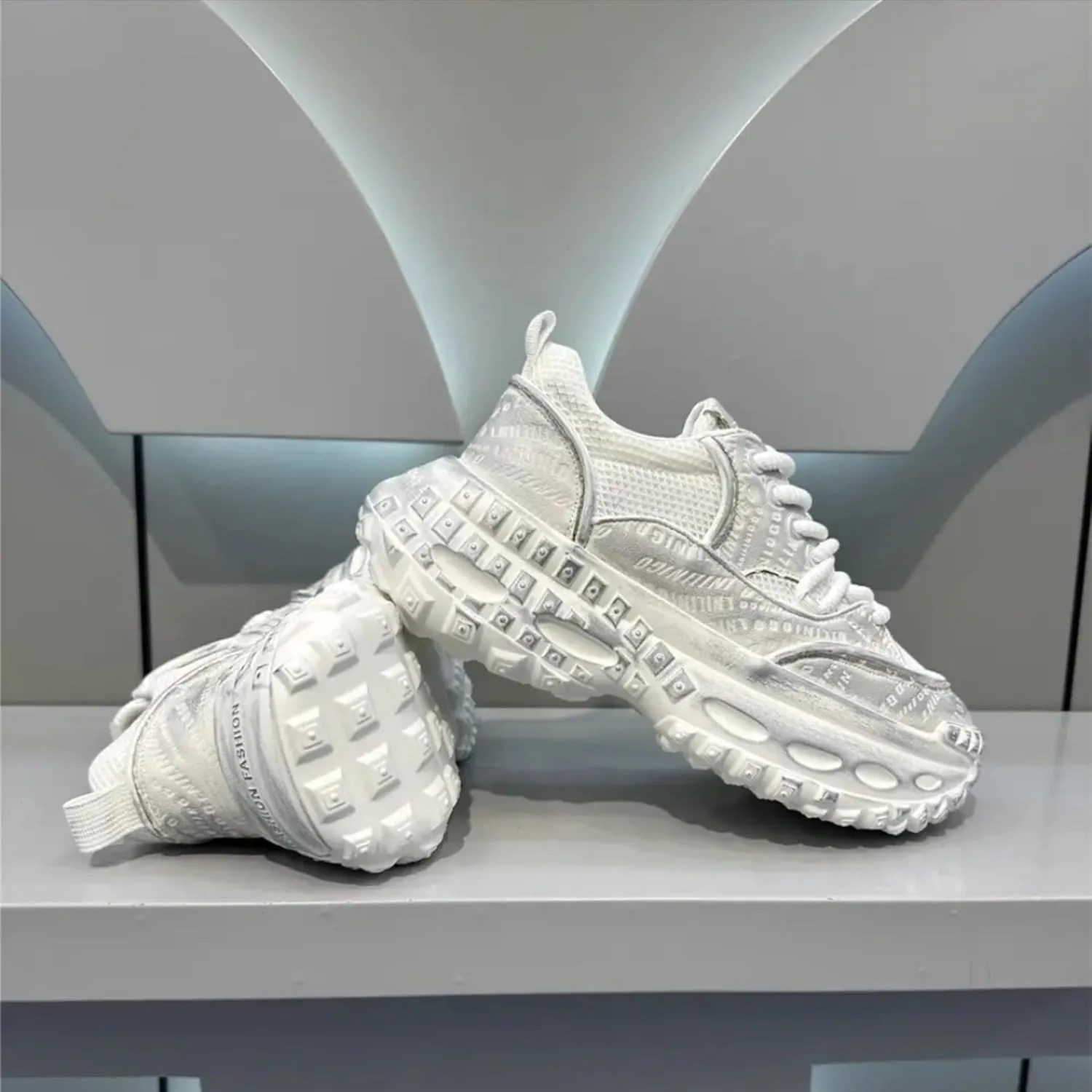 Breathable Mesh Stylish Platform Nonslip Sneakers for Women Casual Daily Wear Student Office Comfortable Lightweight Walking Shoes with Modern Street Look