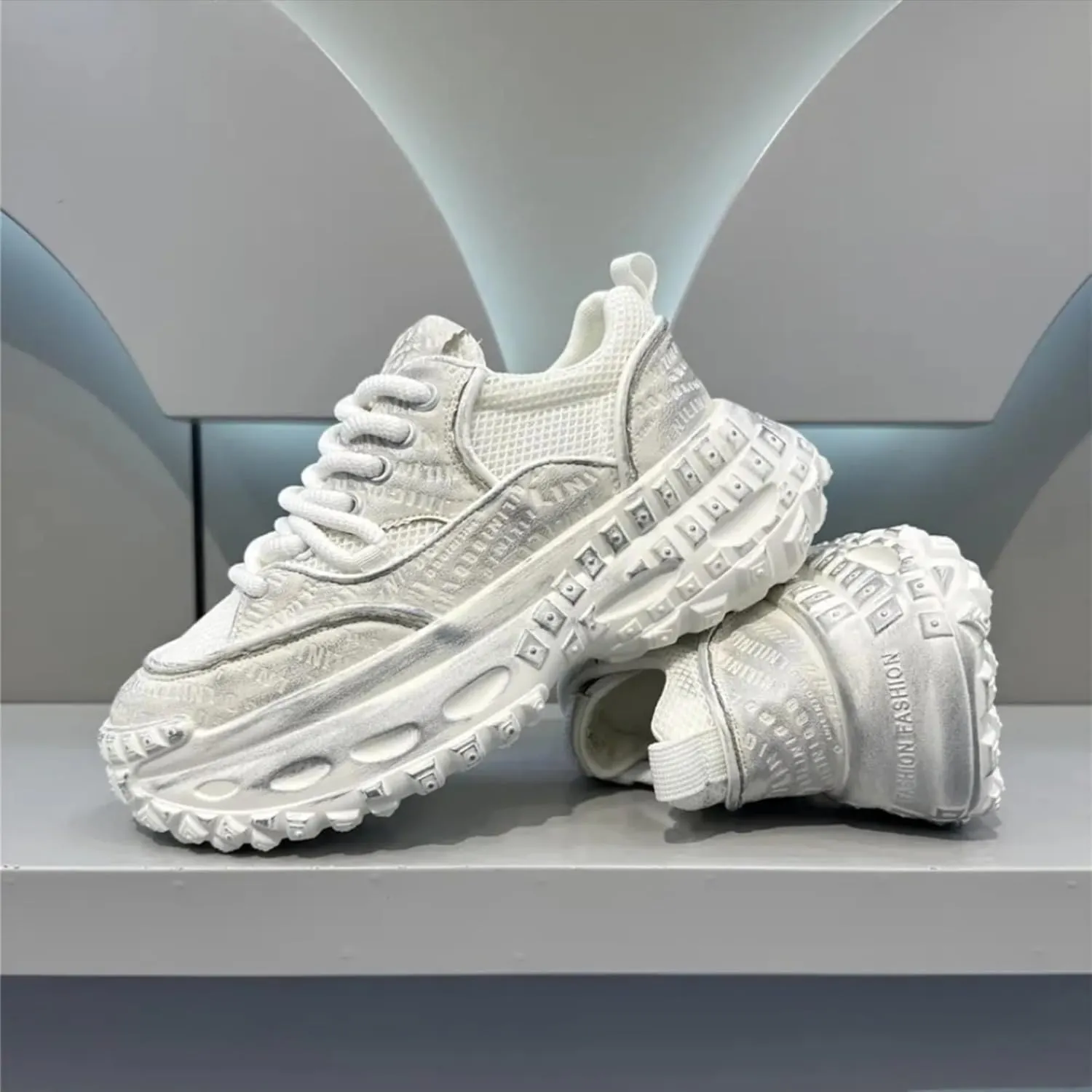 Breathable Mesh Stylish Platform Nonslip Sneakers for Women Casual Daily Wear Student Office Comfortable Lightweight Walking Shoes with Modern Street Look