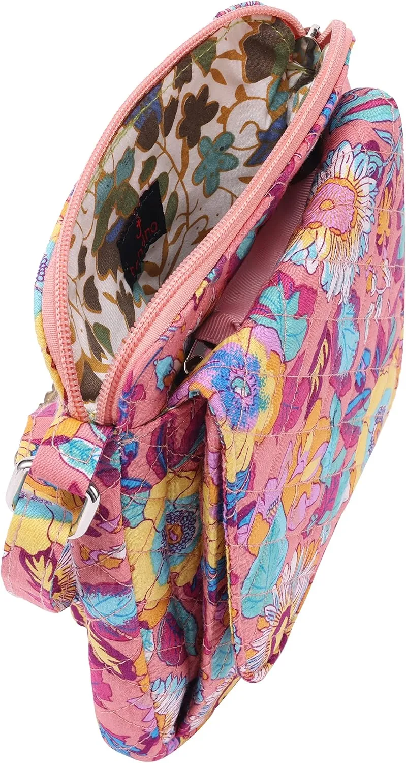 Brentano Cotton quilted Small crossbody wallet purse