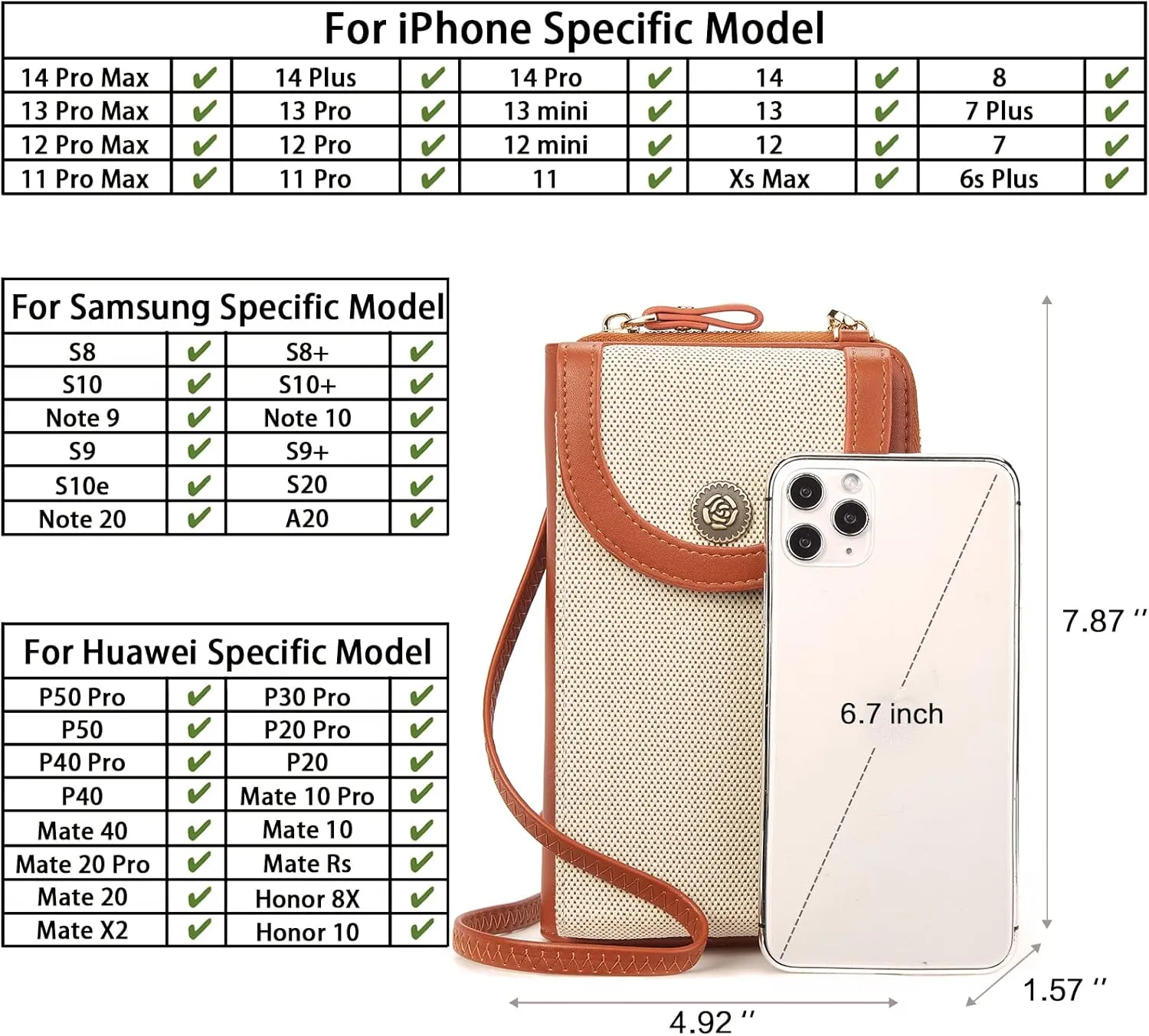 BROMEN Small Cell Phone Purse Crossbody Bags for Women Vegan Leather Wallet Purse with Credit Card Holder