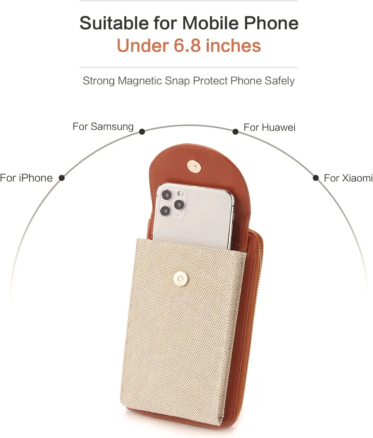 BROMEN Small Cell Phone Purse Crossbody Bags for Women Vegan Leather Wallet Purse with Credit Card Holder