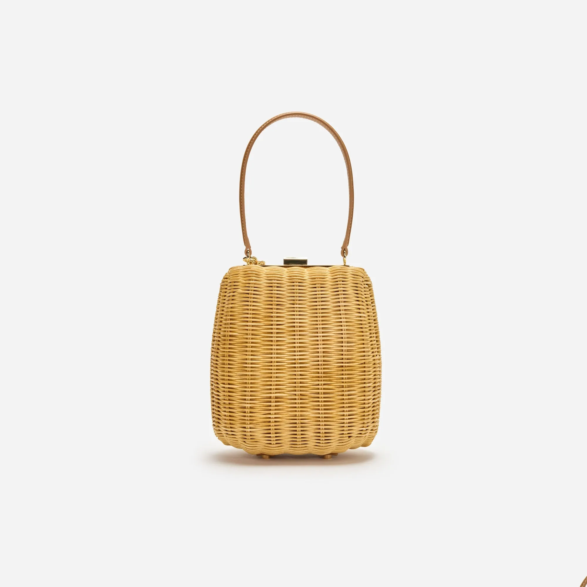 BROWN RATTAN BAG WITH KEYCHAIN