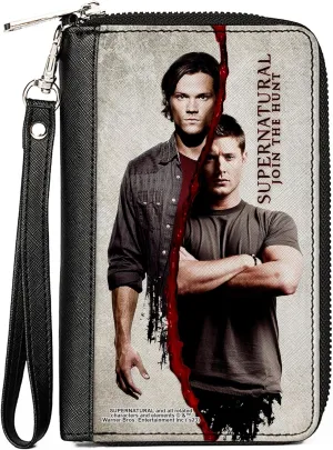 Buckle-Down Supernatural Wallet, Zip Around, SUPERNATURAL Winchster Brothers Divided, Vegan Leather