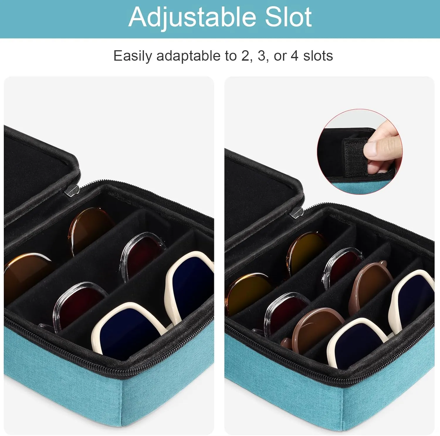 Bukere Travel Sunglasses Organizer Case, Adjustable Slot For Multiple Pairs, Portable Eyeglasses Storage Box for Men Women