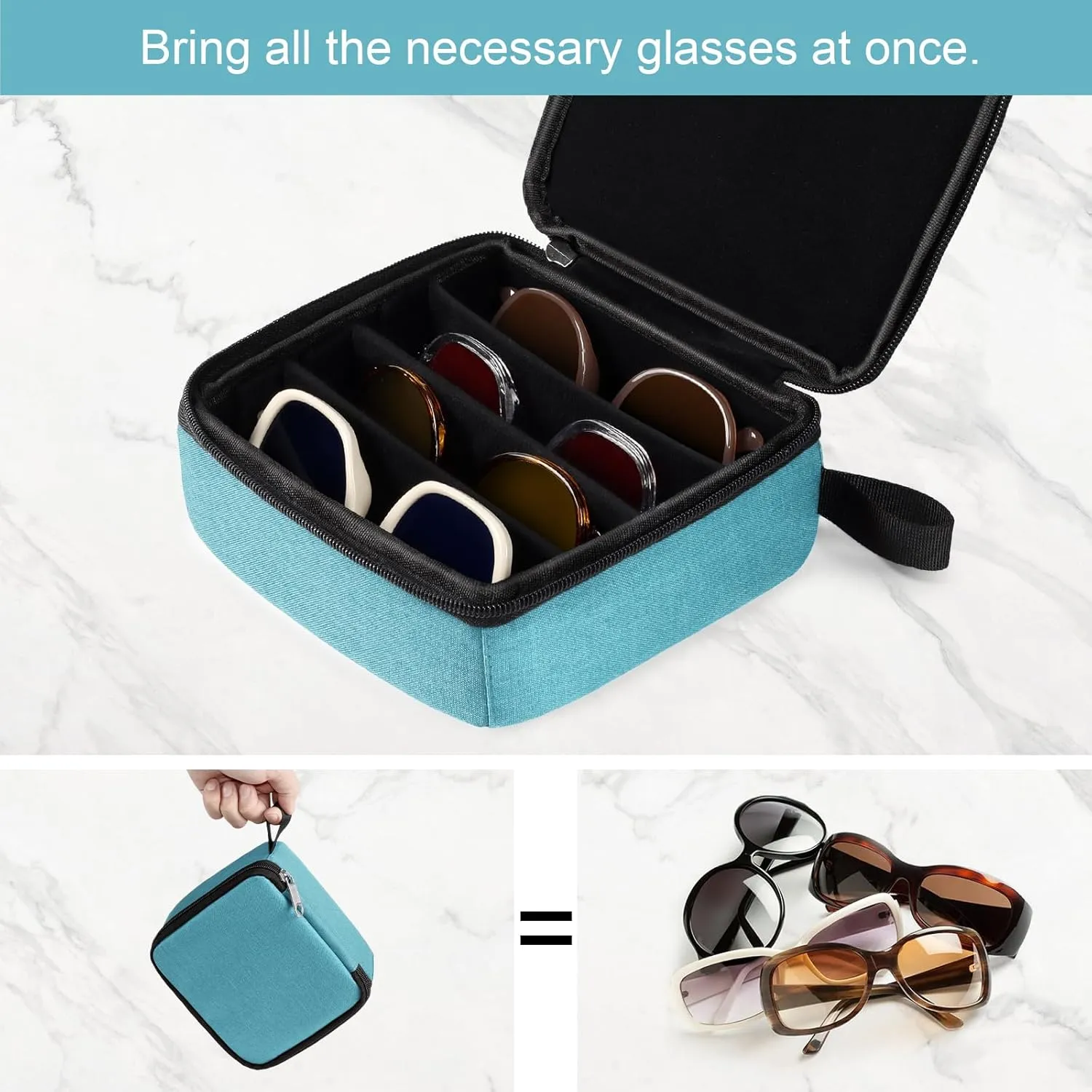 Bukere Travel Sunglasses Organizer Case, Adjustable Slot For Multiple Pairs, Portable Eyeglasses Storage Box for Men Women