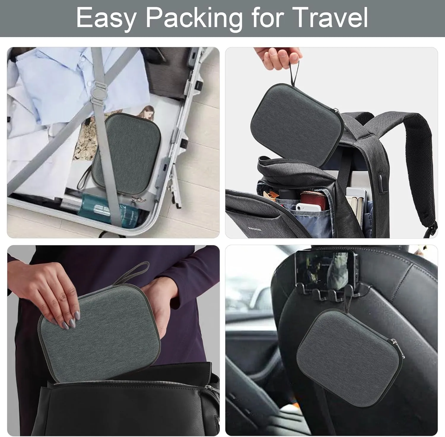 Bukere Travel Sunglasses Organizer Glasses Case, 3 Adjustable Slot for Multiple Eyeglasses, Hard Eyewear Box for Men Women