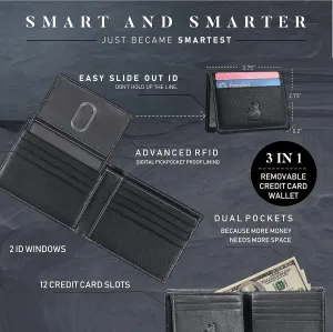 BULL GUARD Rfid Leather Wallet | The Respected Gentlemans Bifold Slim for Men | Travel Secure RFID Blocking | Mens Full Grain Leather Wallet with Removable ID Credit Card Holder