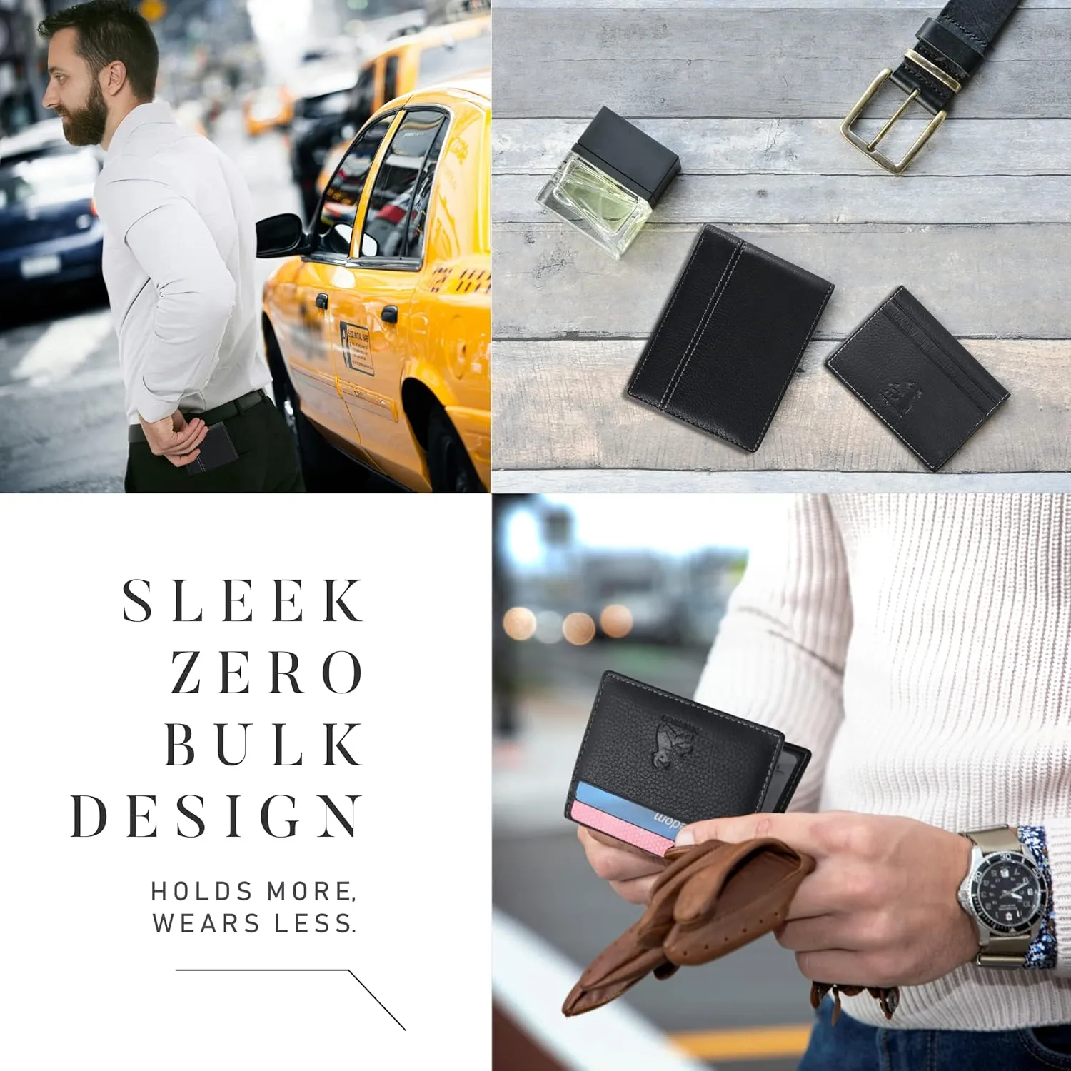 BULL GUARD Rfid Leather Wallet | The Respected Gentlemans Bifold Slim for Men | Travel Secure RFID Blocking | Mens Full Grain Leather Wallet with Removable ID Credit Card Holder