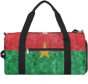 Burkina Faso Flag Textured Lightweight Duffel Bag with Shoe Compartment for Yoga Gym Travel