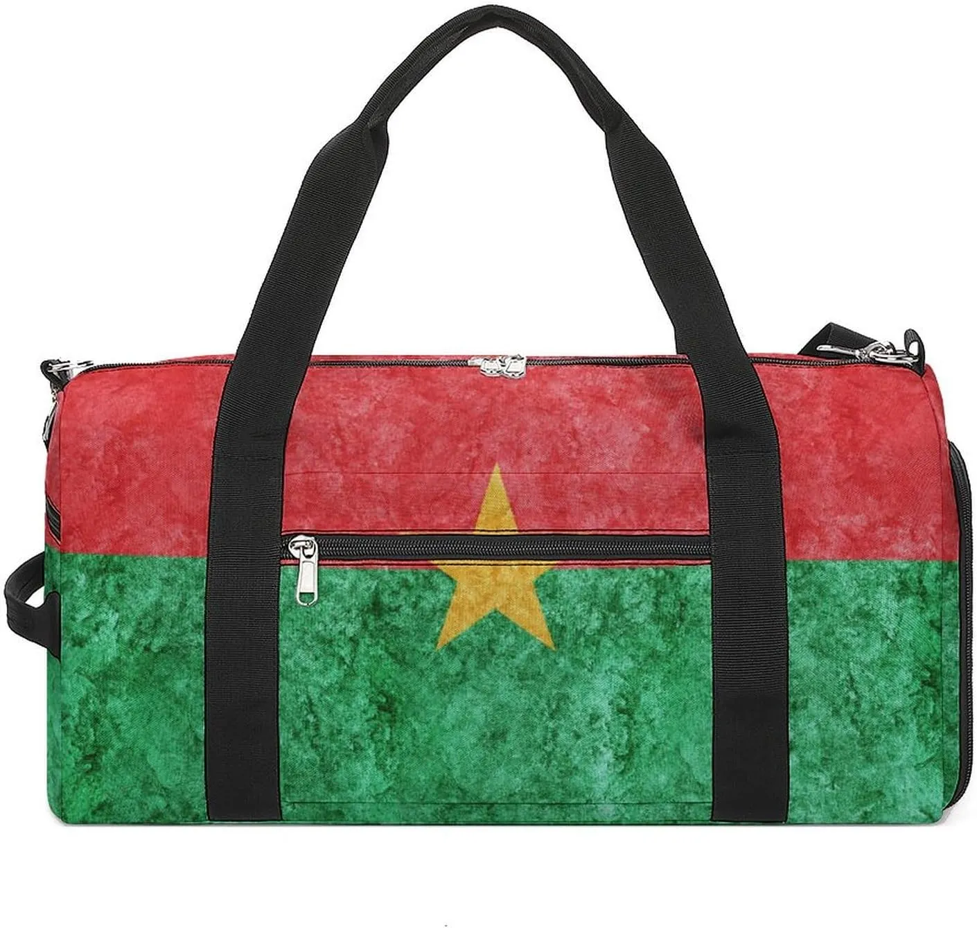 Burkina Faso Flag Textured Lightweight Duffel Bag with Shoe Compartment for Yoga Gym Travel