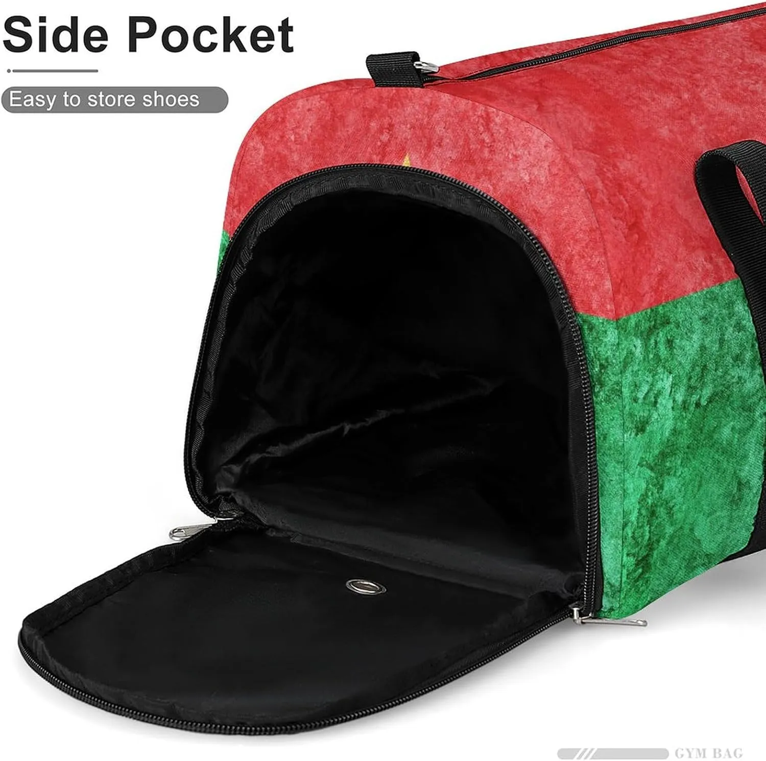 Burkina Faso Flag Textured Lightweight Duffel Bag with Shoe Compartment for Yoga Gym Travel
