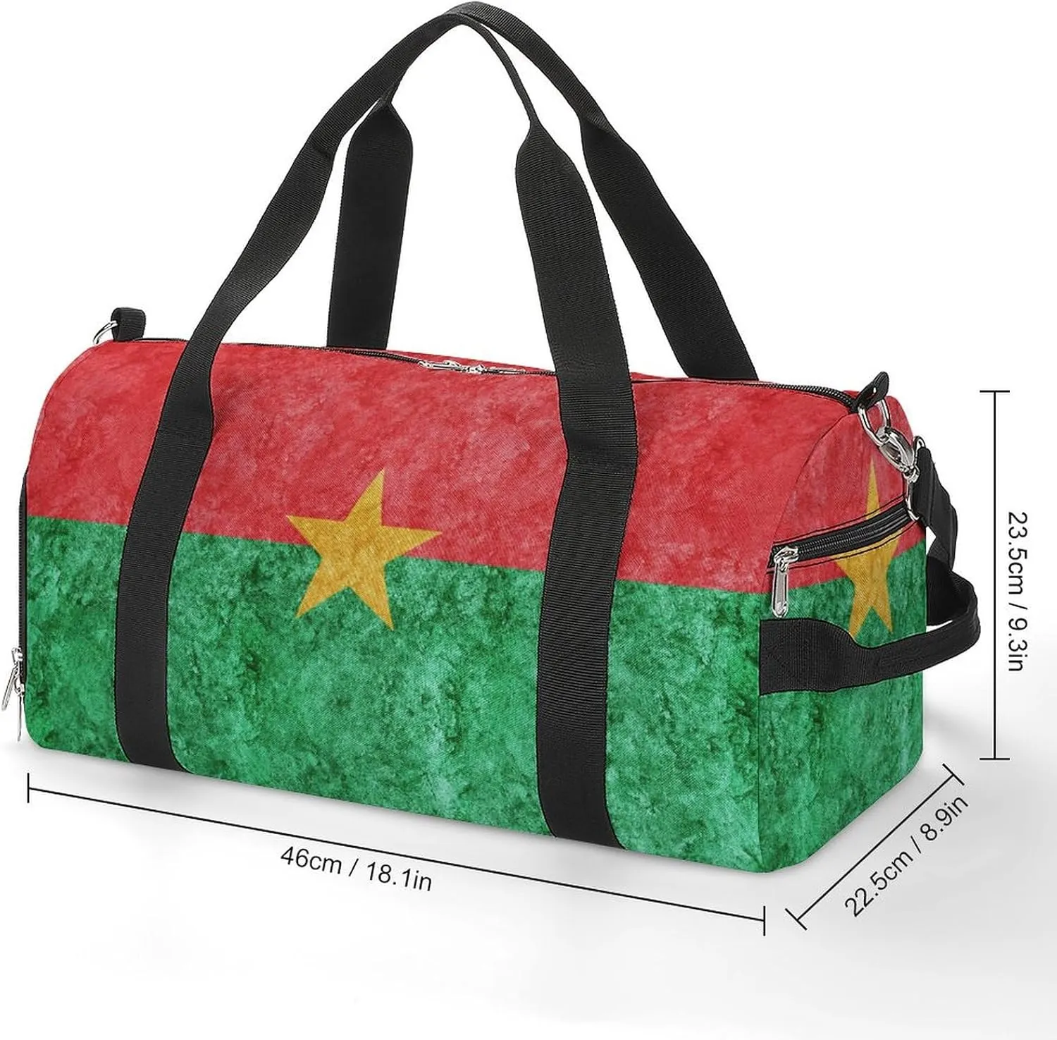 Burkina Faso Flag Textured Lightweight Duffel Bag with Shoe Compartment for Yoga Gym Travel