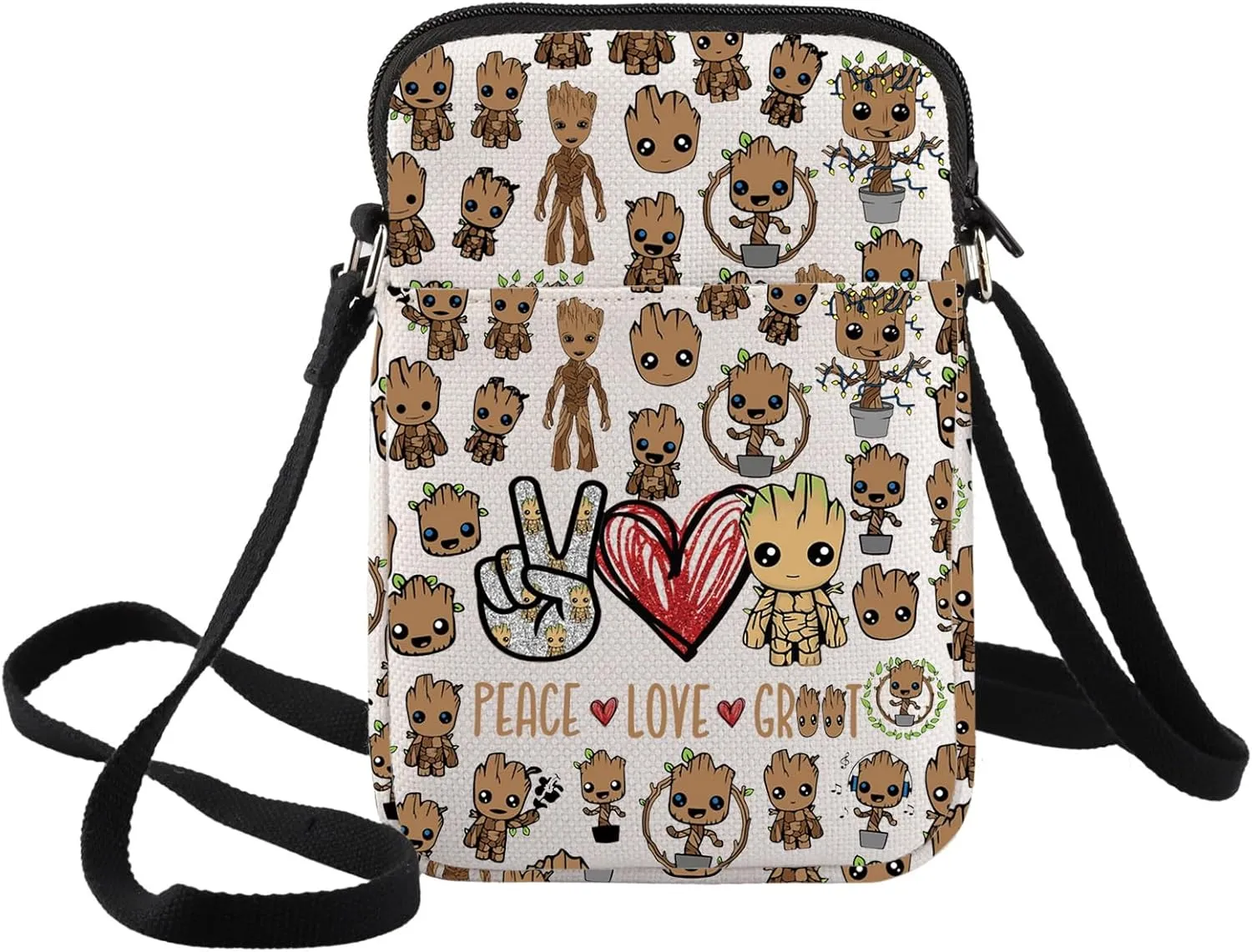 BWWKTOP Cartoon Wood Crossbody Bag Wood Hero Inspired Gift Peace Love Shoulder Bag Hero Merchandise