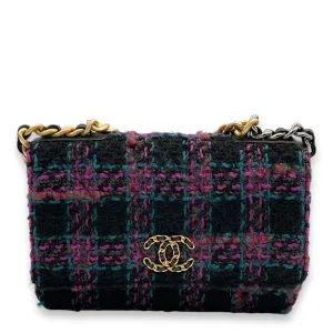 C19 Black, purple, pink,teal Wallet On Chain in Tweed, calf, 3-Tone hardware
