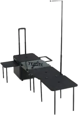 Camp Table Outdoor Camping Portable Folding Kitchen Picnic Table Portable with Sink and Cutting Boards Camp Table Set (Black)