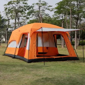 Camping Tent,Family Tent with 3 Room 8-12 Person Large Tent 2 Bedroom Family Tent & Sun Shelter,Festival Essential for Outdoor Garden, Orange
