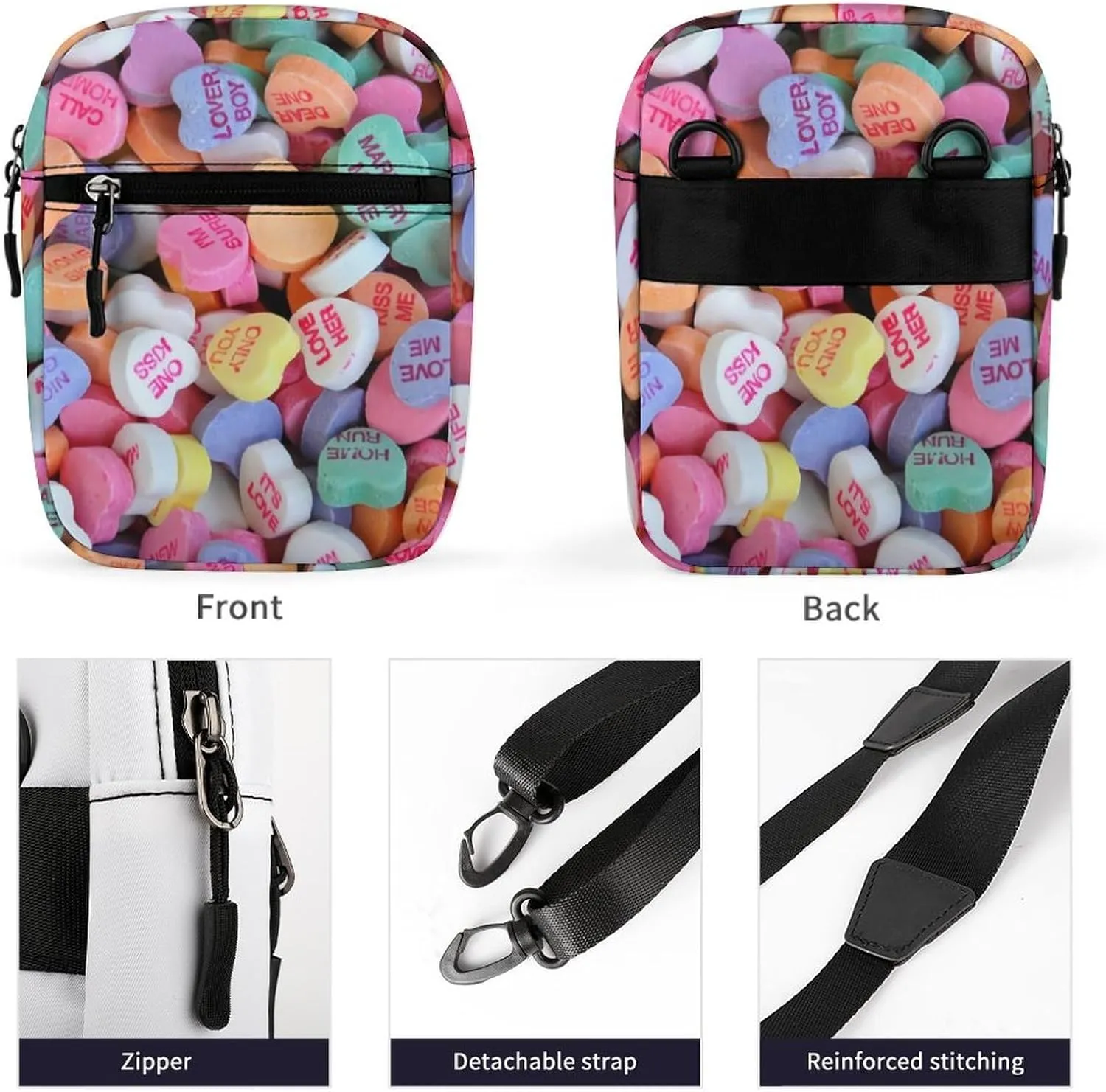 Candy Heart Crossbody Bag Small Shoulder Bag Waterproof, Lightweight And Convenient