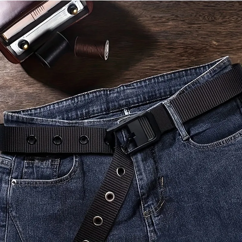 Canvas Belt Men'S Square Iron Buckle Average Size