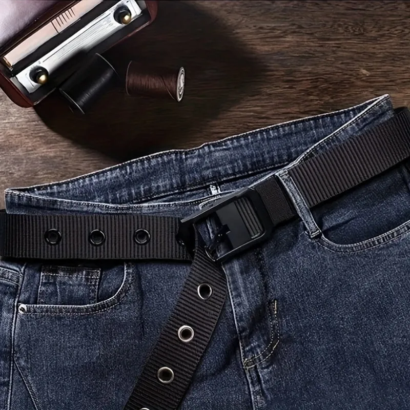 Canvas Belt Men'S Square Iron Buckle Average Size