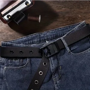 Canvas Belt Men'S Square Iron Buckle Average Size
