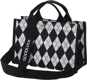 Canvas Crossbody Shoulder Bag for Women, Sling Tote with Handles & Removable Strap, Fanny Pack Travel Handbag