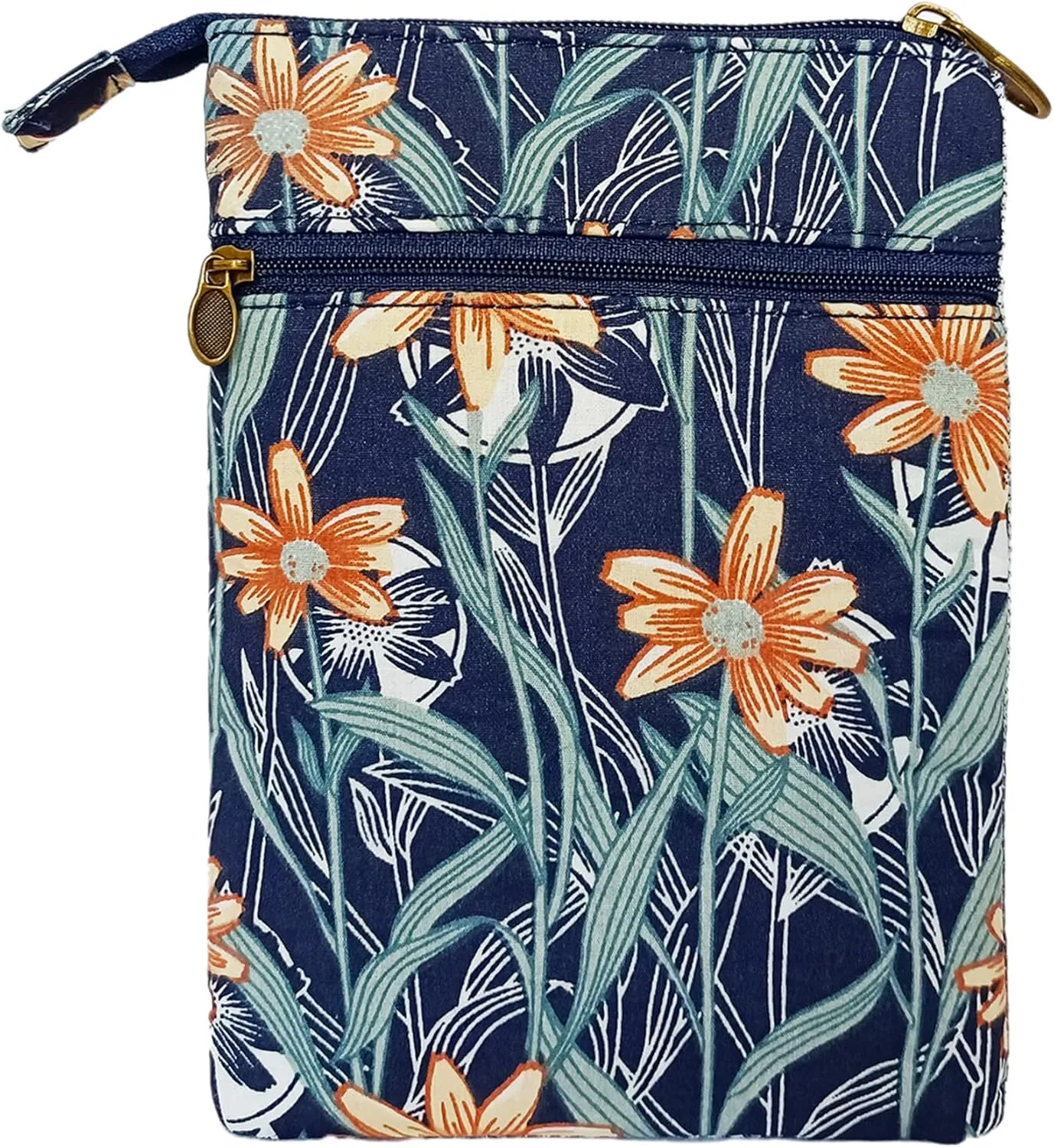 Canvas Cute Crossbody Bags for Women Mini Shoulder Handbag Cell Phone Purse Wallet Leaves Pattern Coin Pouch