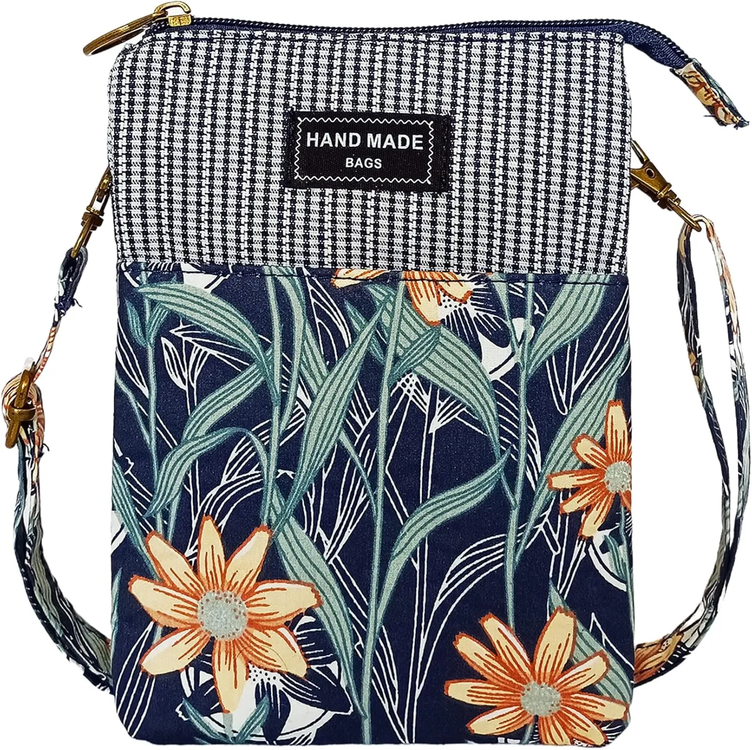 Canvas Cute Crossbody Bags for Women Mini Shoulder Handbag Cell Phone Purse Wallet Leaves Pattern Coin Pouch