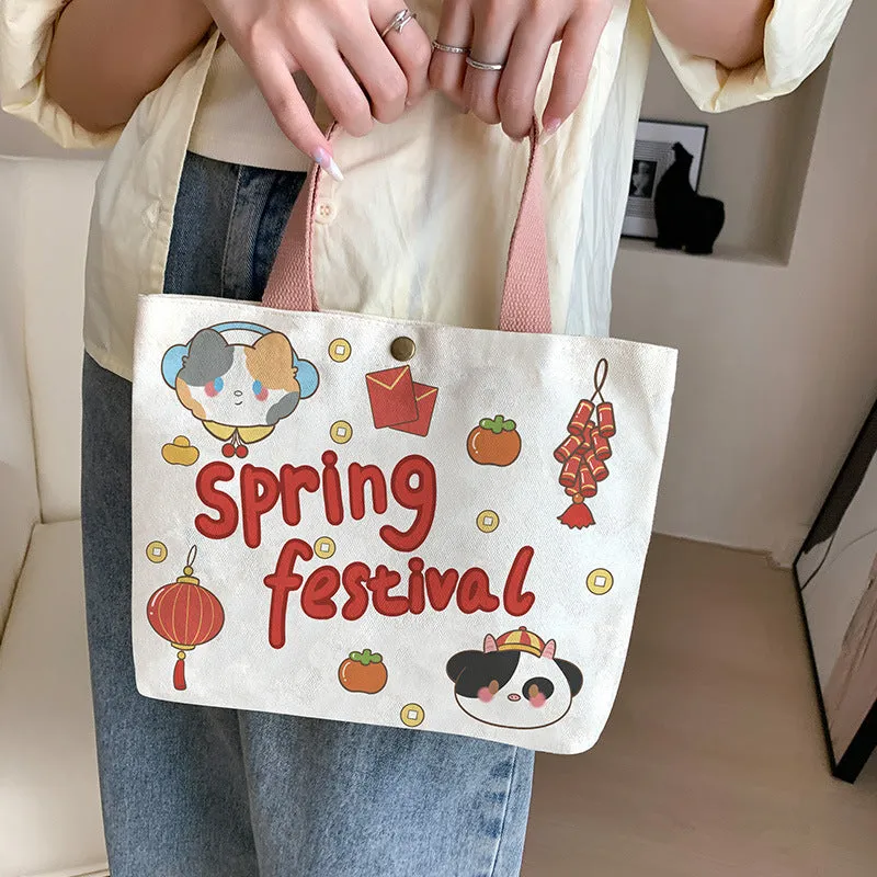 Canvas Female Hand Holding Cloth College Handbags