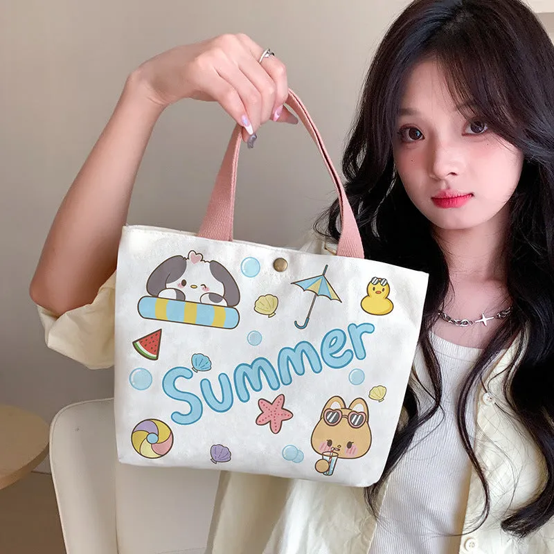 Canvas Female Hand Holding Cloth College Handbags