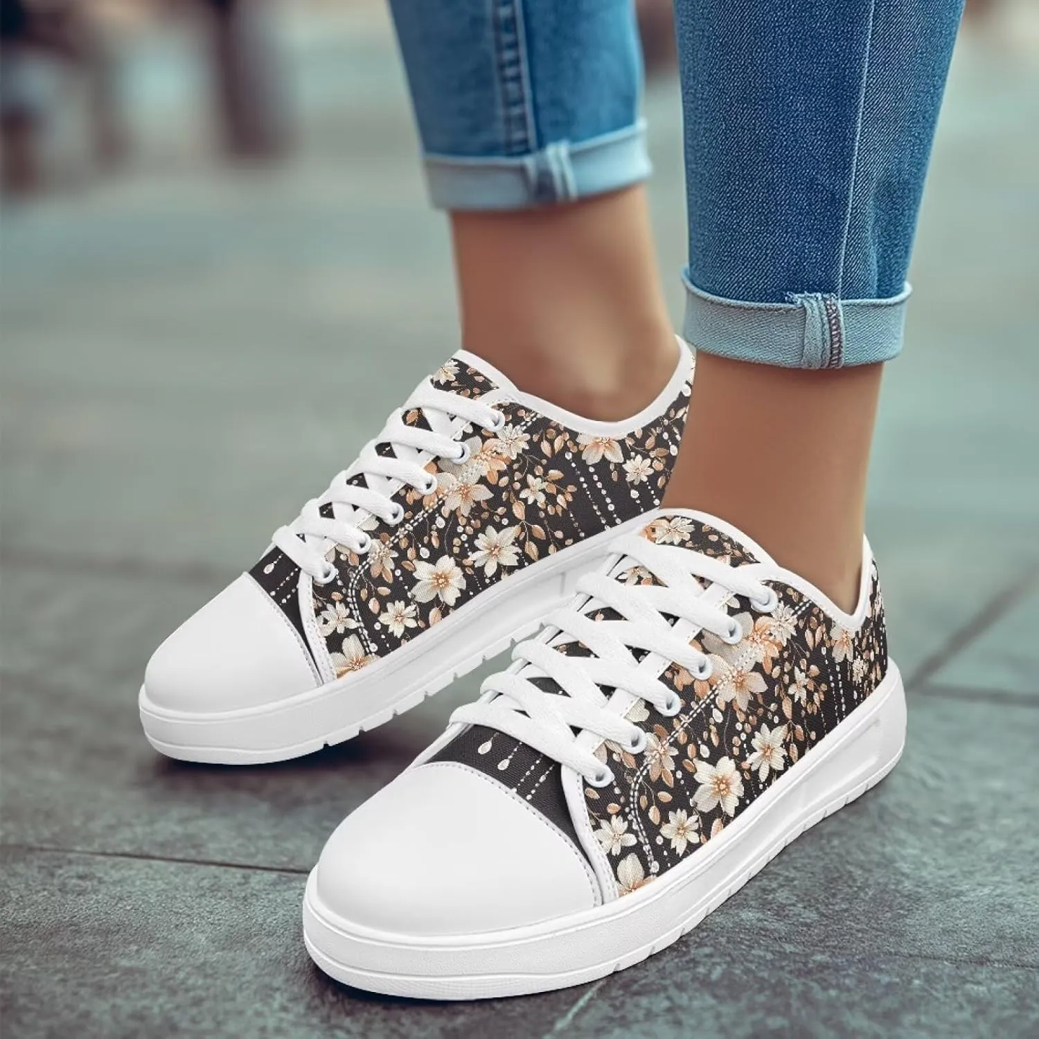 Canvas Shoes for Women Low Top Lace Up Tennis Shoes Girls Fashion Comfortable Sneakers Classic Casual Sneakers