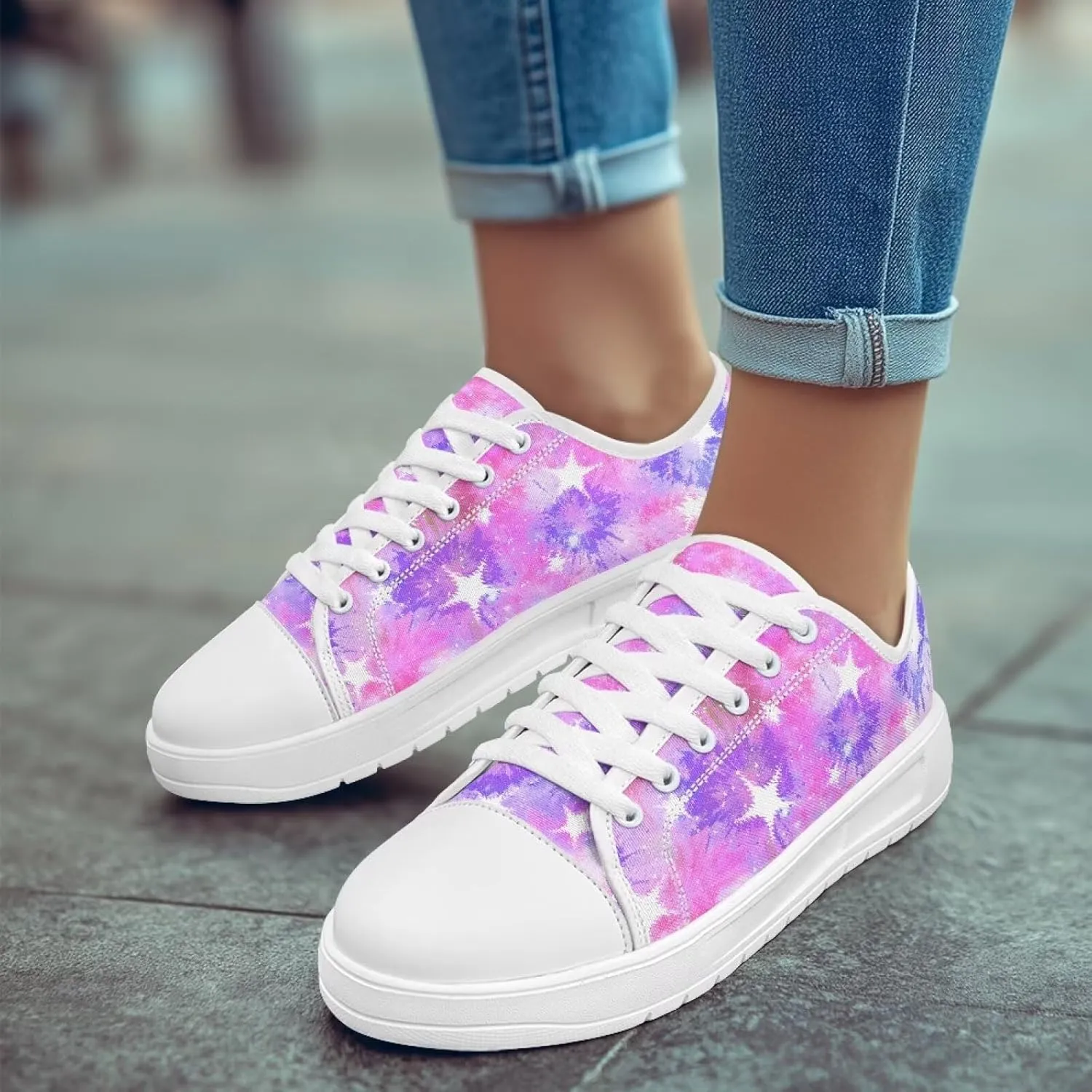 Canvas Shoes for Women Low Top Lace Up Tennis Shoes Girls Fashion Comfortable Sneakers Classic Casual Sneakers