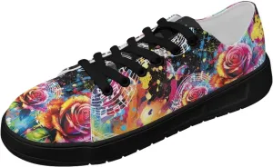 Canvas Sneakers for Women Low Top Lace Up Shoes Comfortable Canvas Tennis Shoes with Anti Skid EVA Sole Dressy Flats