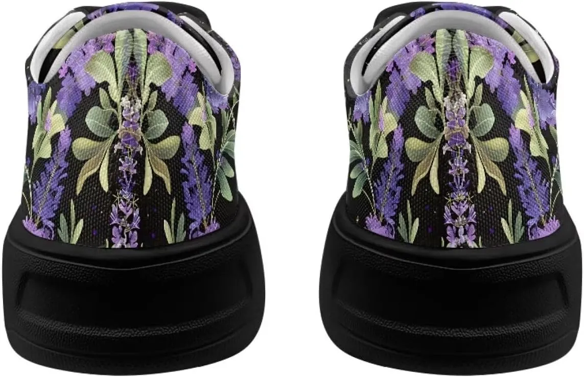 Canvas Sneakers for Women Low Top Lace Up Shoes Comfortable Canvas Tennis Shoes with Anti Skid EVA Sole Dressy Flats
