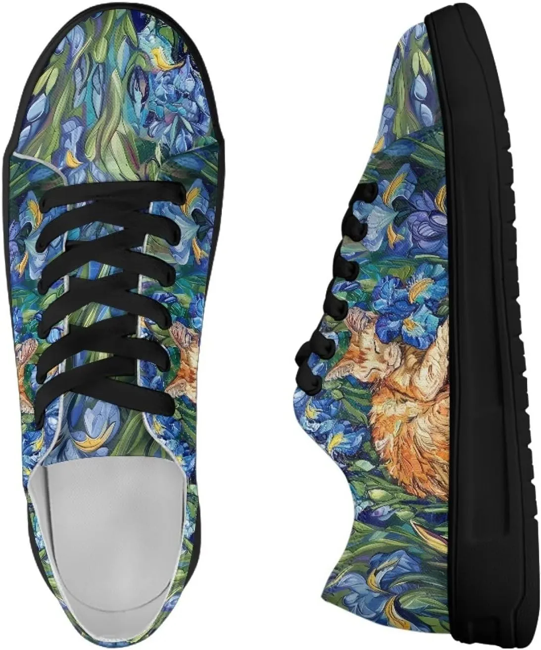 Canvas Sneakers for Women Low Top Lace Up Shoes Comfortable Canvas Tennis Shoes with Anti Skid EVA Sole Dressy Flats