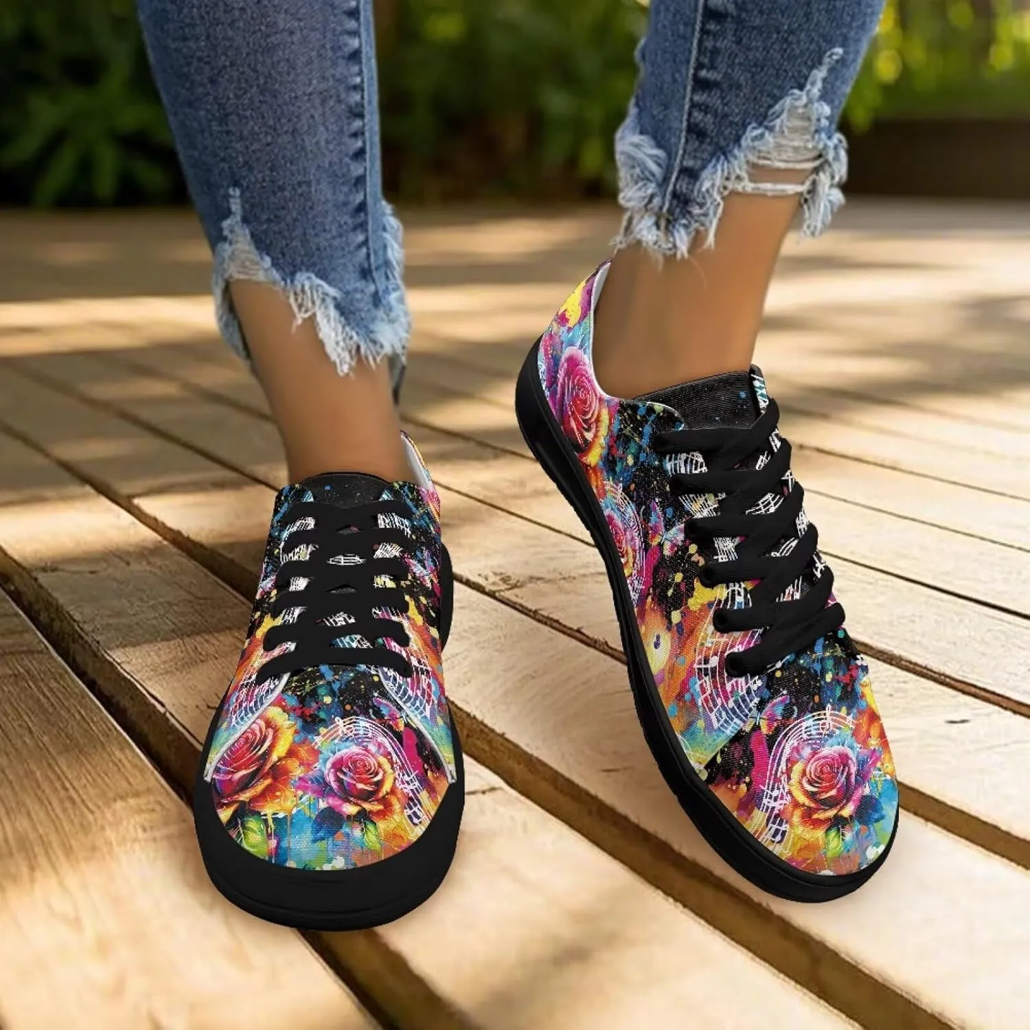Canvas Sneakers for Women Low Top Lace Up Shoes Comfortable Canvas Tennis Shoes with Anti Skid EVA Sole Dressy Flats
