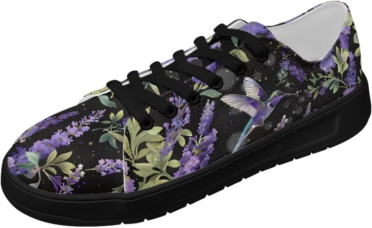 Canvas Sneakers for Women Low Top Lace Up Shoes Comfortable Canvas Tennis Shoes with Anti Skid EVA Sole Dressy Flats