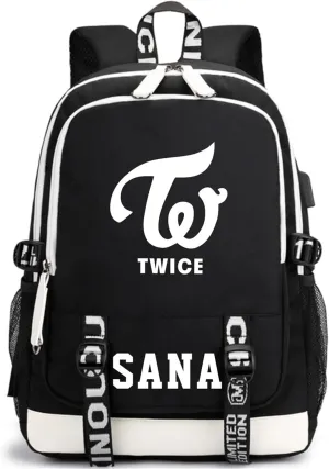 Canvas TWICE Backpack Rucksack Daypack Sana Laptop Bag Schoolbag School Bag with USB port 7