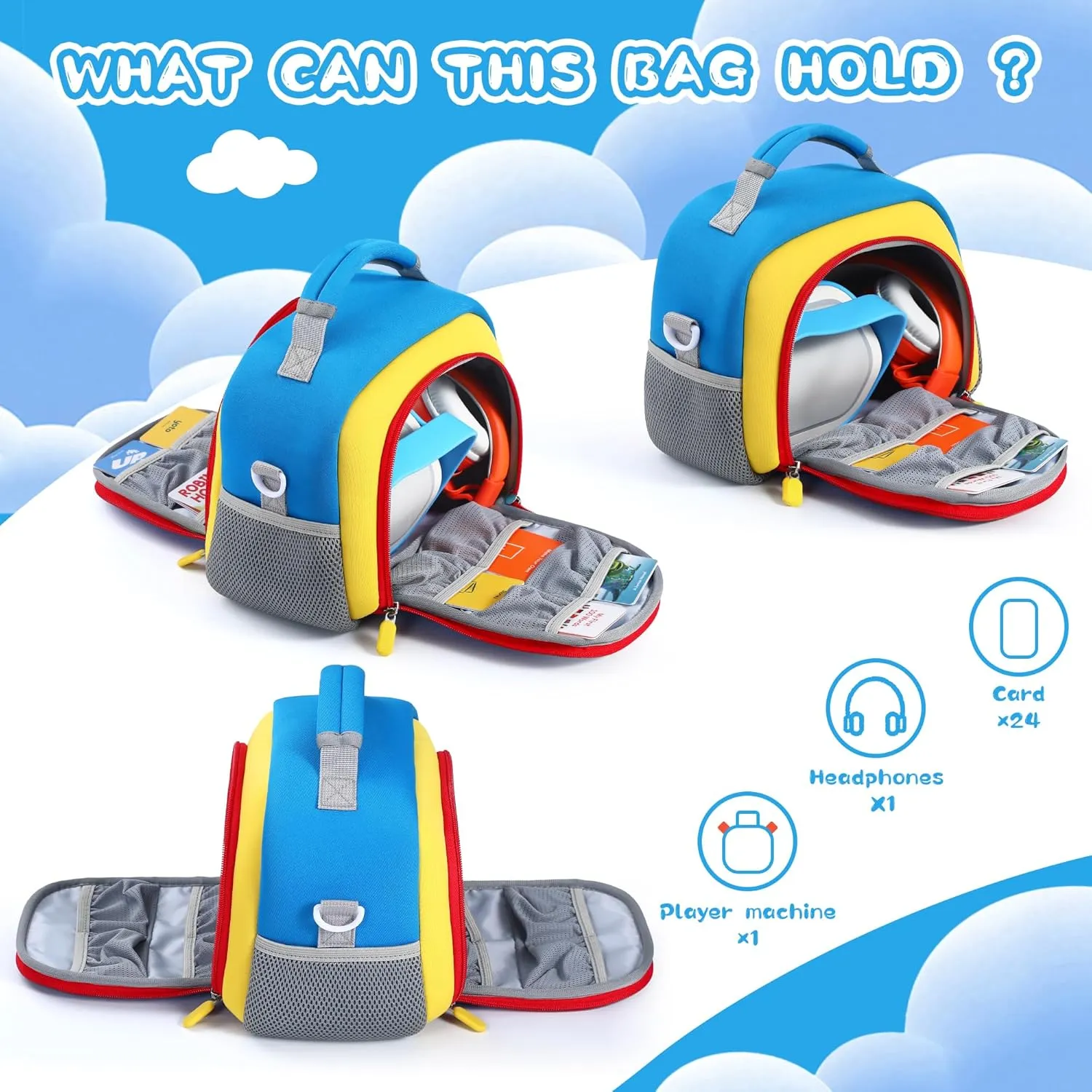 Carrying Bag Compatible with Yoto Player (3rd Generation), Kids Toys Storage Case with Handle and Shoulder Strap for Yoto Player, Detachable Bag for Bluetooth Audio Speaker
