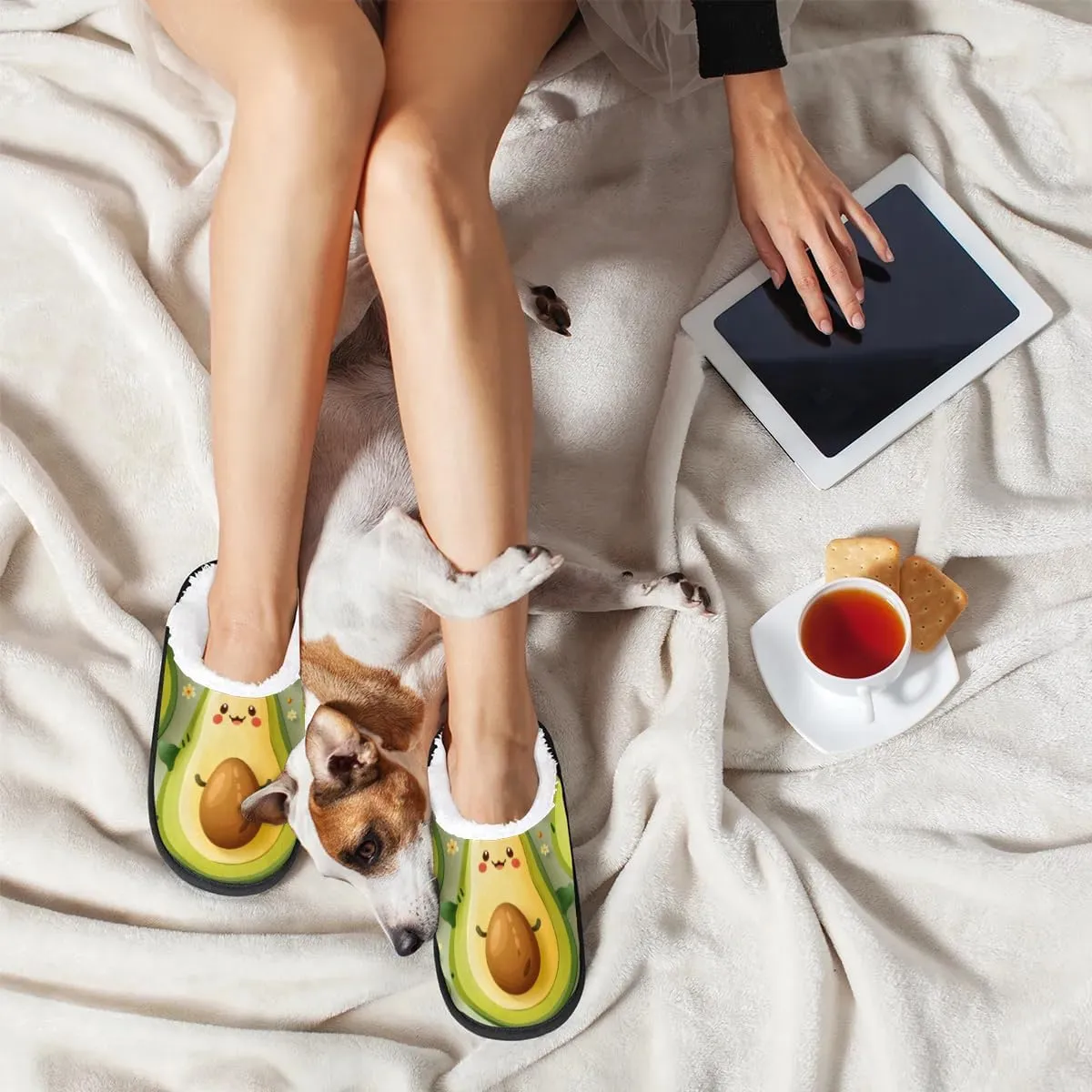 Cartoon Avocado Cute Slippers for Women Soft Non-Slip Indoor Slippers Home Slippers
