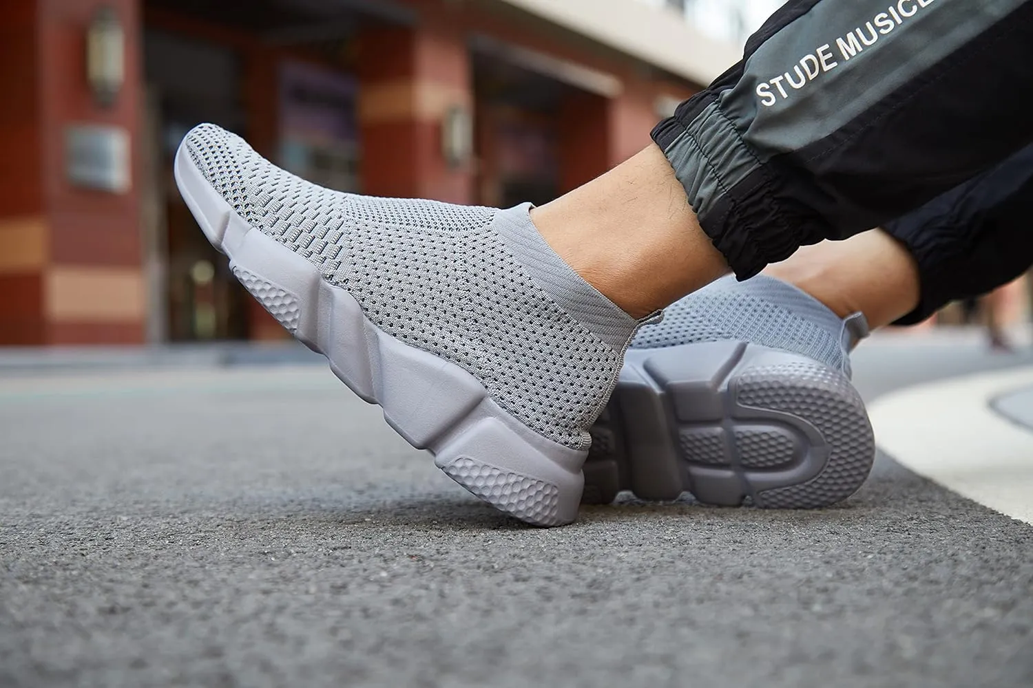 Casbeam Men's Running Knit Comfortable Lightweight Breathable Casual Sports Shoes Fashion Sneakers Slip-On Walking Shoes