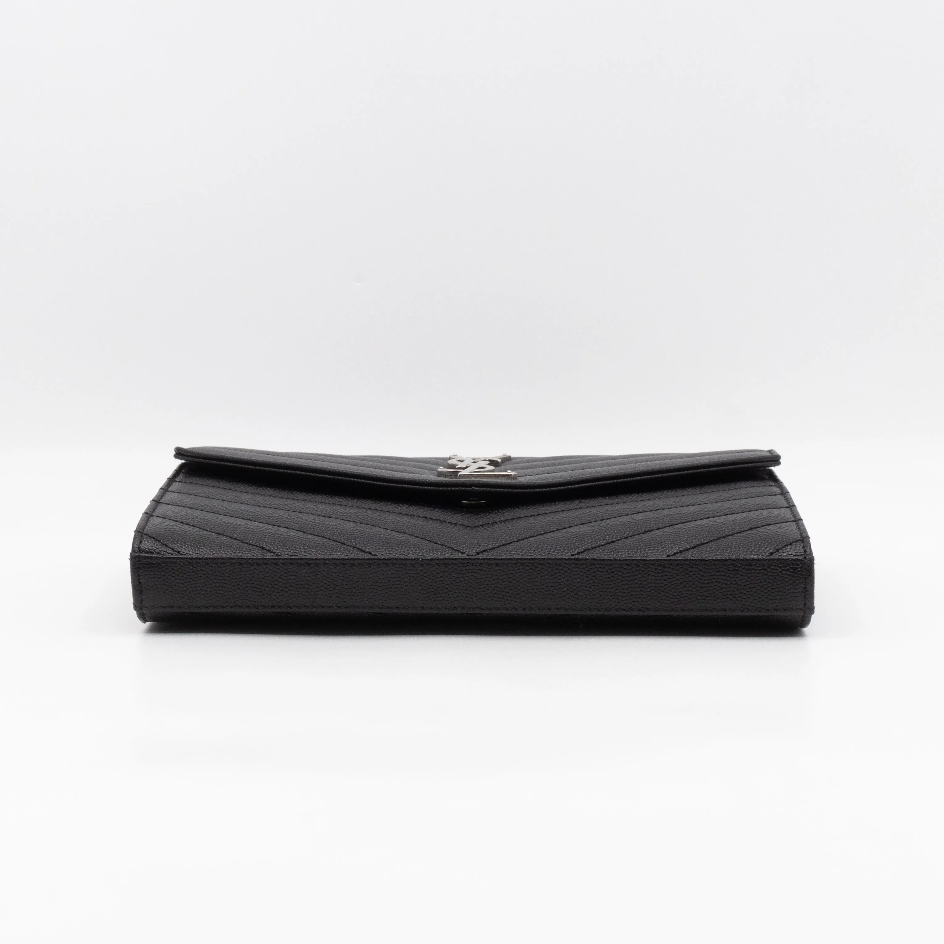 Cassandre Chain Wallet On Chain Black Grained Leather Silver