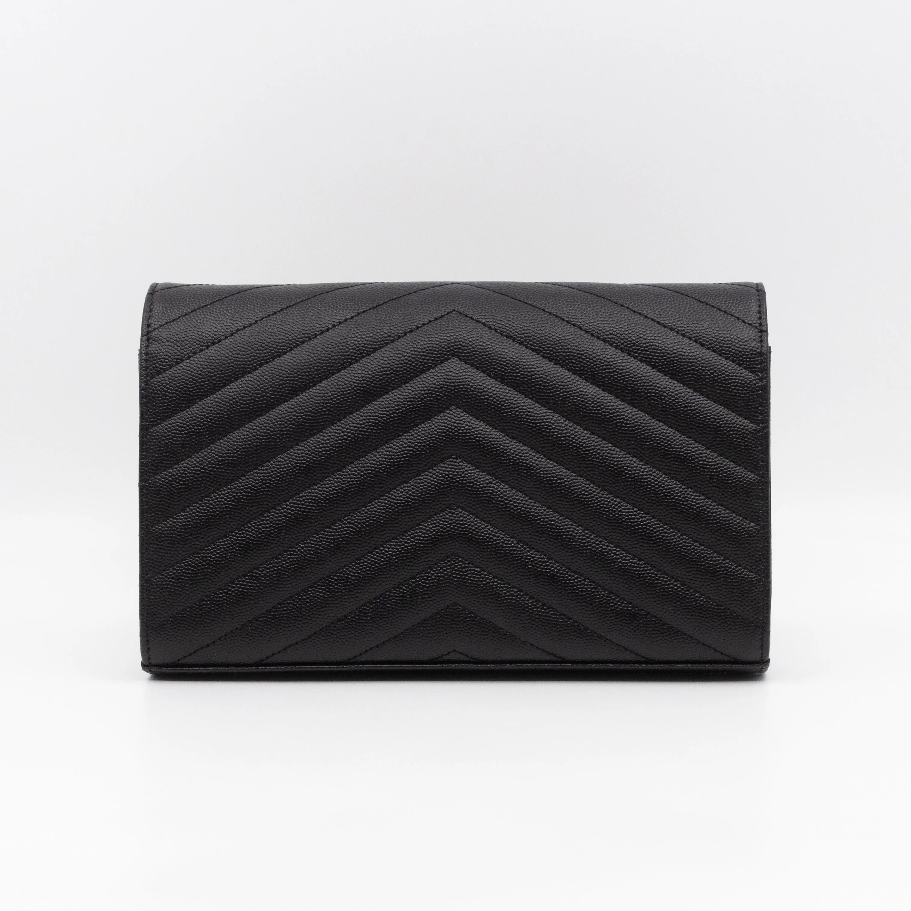 Cassandre Chain Wallet On Chain Black Grained Leather Silver