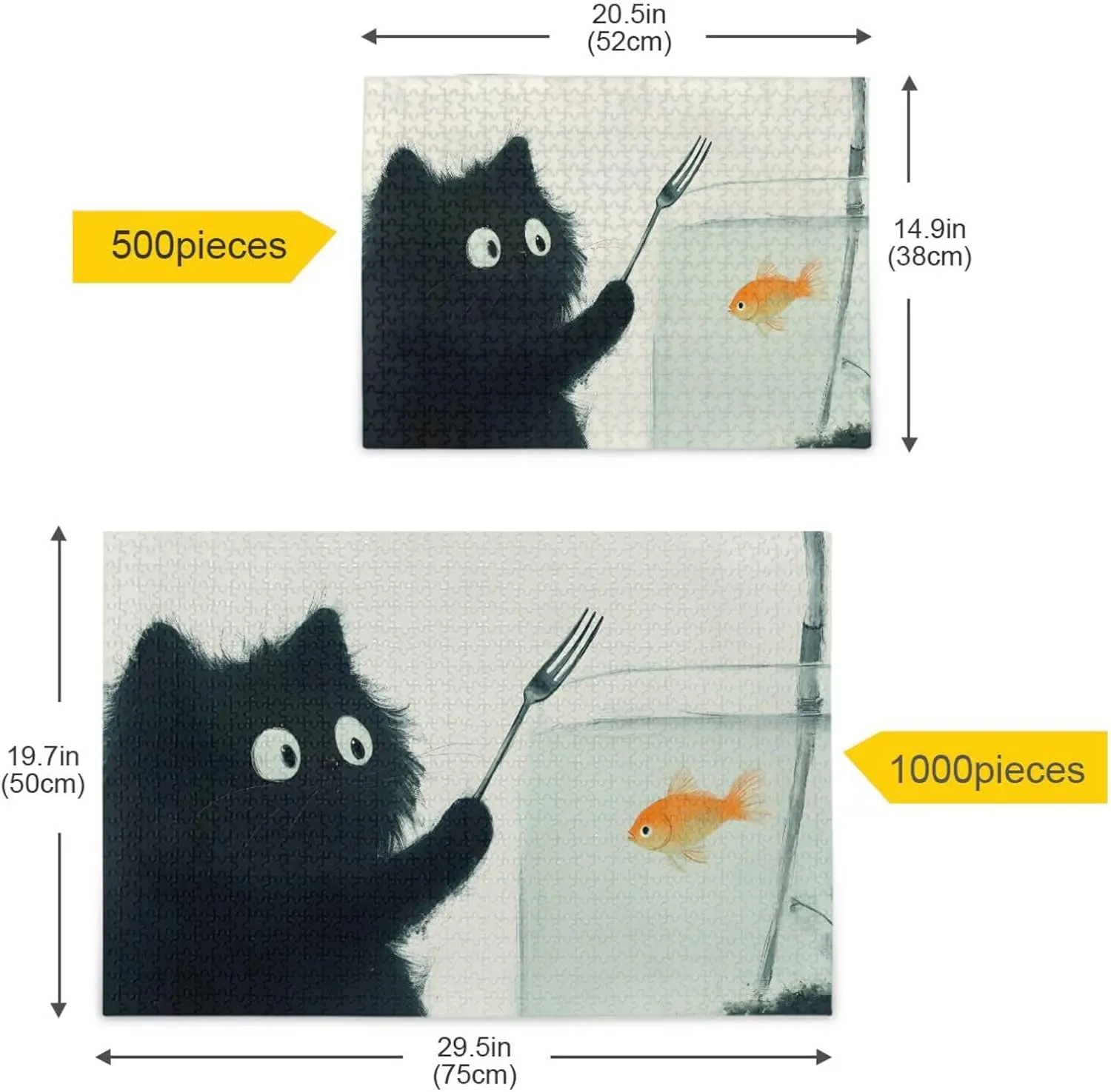 Cat Fish Funny Jigsaw Puzzle for Adults 1000 Pieces, Impossible Challenging Hard Difficult Puzzles for Adults Jigsaw Puzzles for Party Entertainment Family Games