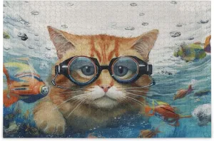 Cat Fish Jigsaw Puzzles for Adults 1000 Pieces,Colorful Puzzle with Mesh Storage Bag,Learning Educational Puzzles for Gift 2011086