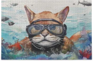 Cat Fish Jigsaw Puzzles for Adults 1000 Pieces,Colorful Puzzle with Mesh Storage Bag,Learning Educational Puzzles for Gift 2011280