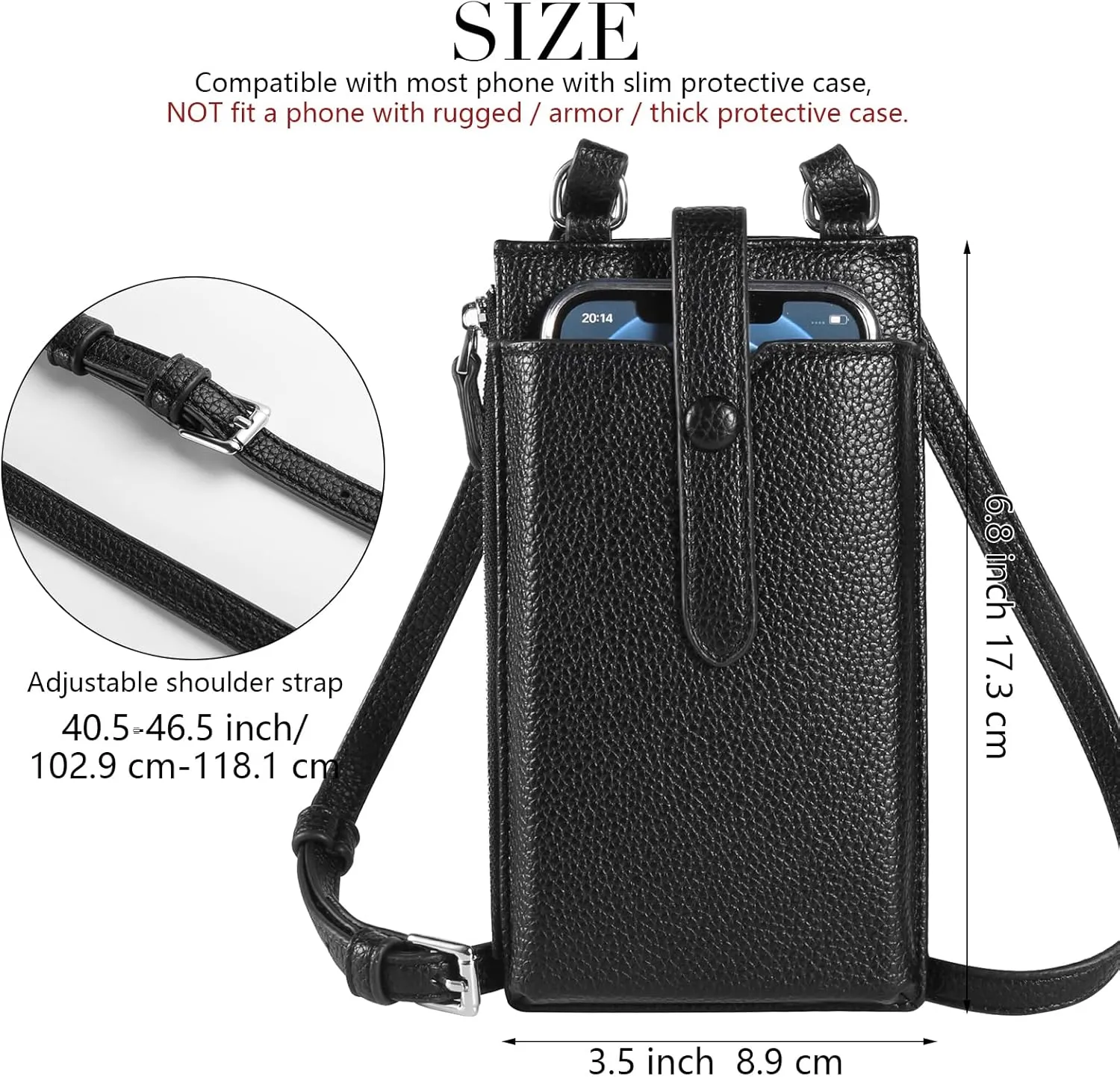Cell Phone Purse Wallet Small Crossbody Bags for Women with Adjustable Shoulder Straps and Card Slots